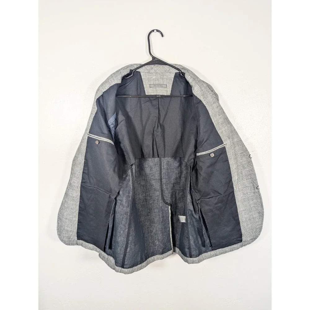 JOHN VARVATOS Jacket 50 Hook‎ Gray plaid Cotton linen